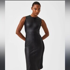 NWT  Spanx Leather Like combo Fitted Dress - Size M